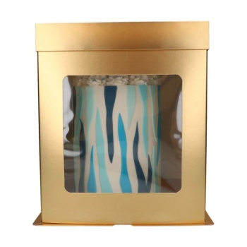 Tall Cake Box with Window 26 x 26 x 29.4cm - Gold